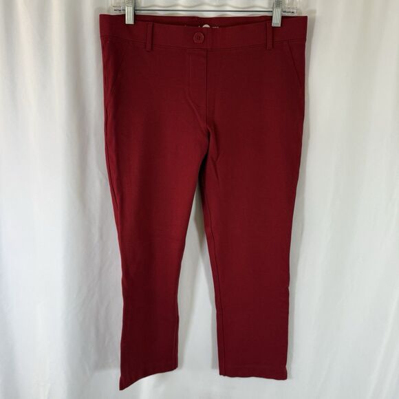 Betabrand Pants Women's Medium Solid Red Pull On Stretch Mid Rise - Picture 1 of 9
